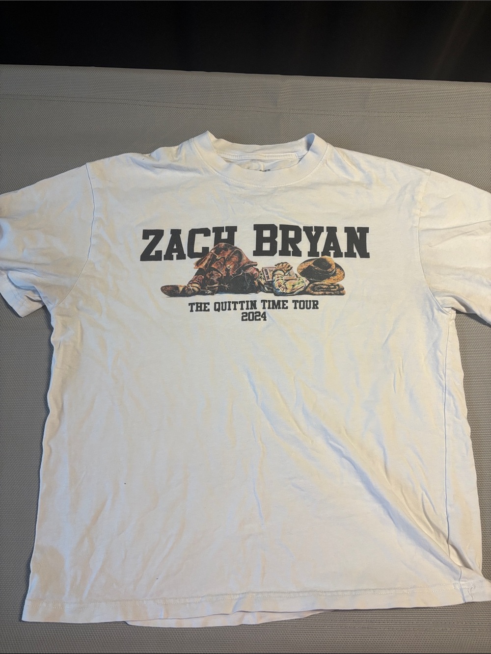 Zach Bryan The Quittin Time Tour 2024 White Graphic Tee sz M EUC
